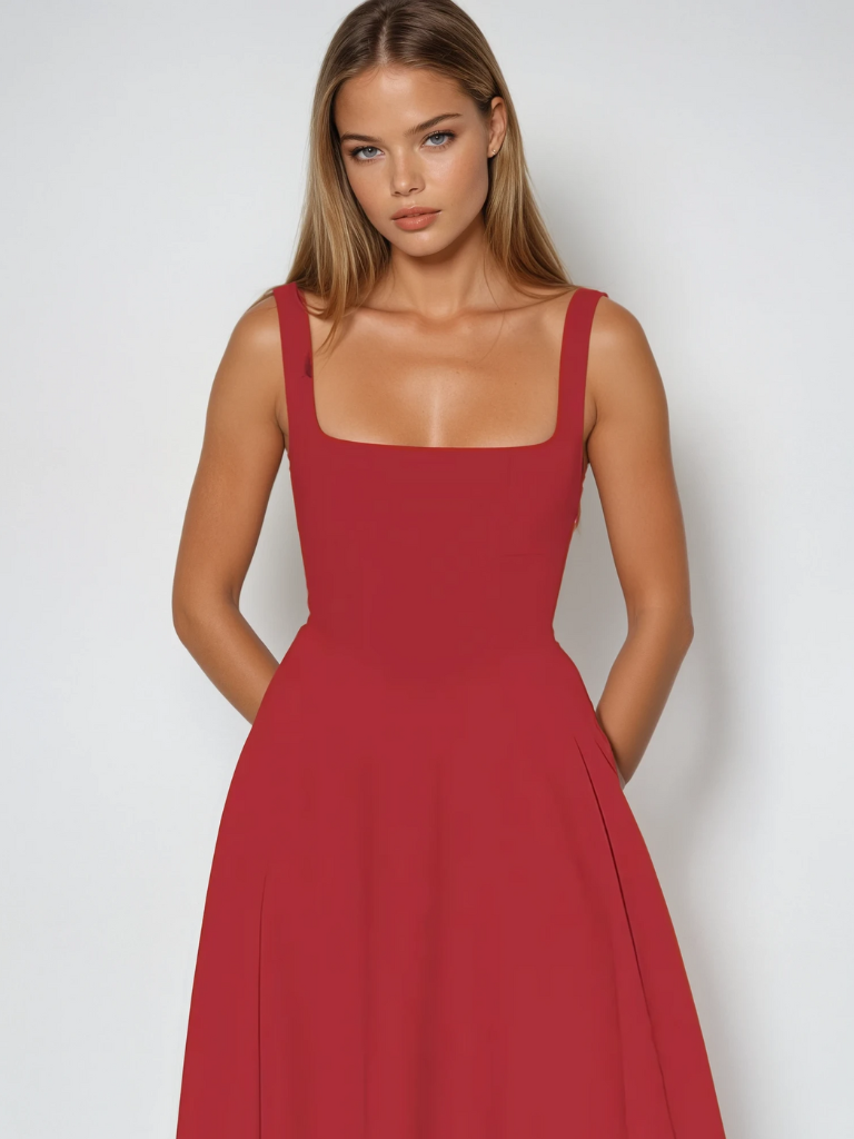 Vestido de festa feminino, decote ombro a ombro, elegante e chic.