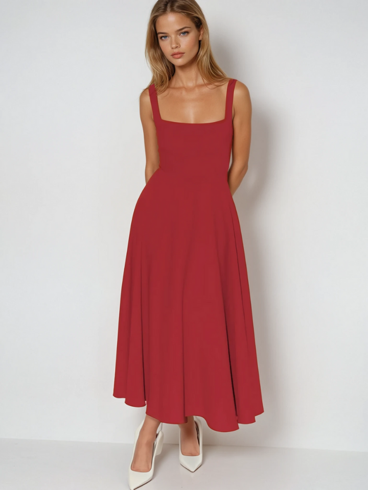 Vestido casual chic feminino, ombro a ombro, moda confortável.