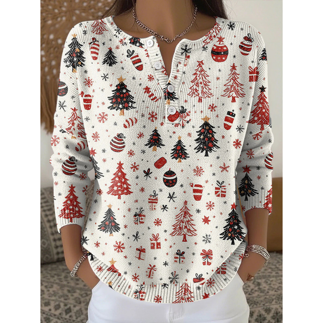 Camisola feminina elegante bege com brilho para festas de Natal, ideal para moda inverno e eventos casuais.
