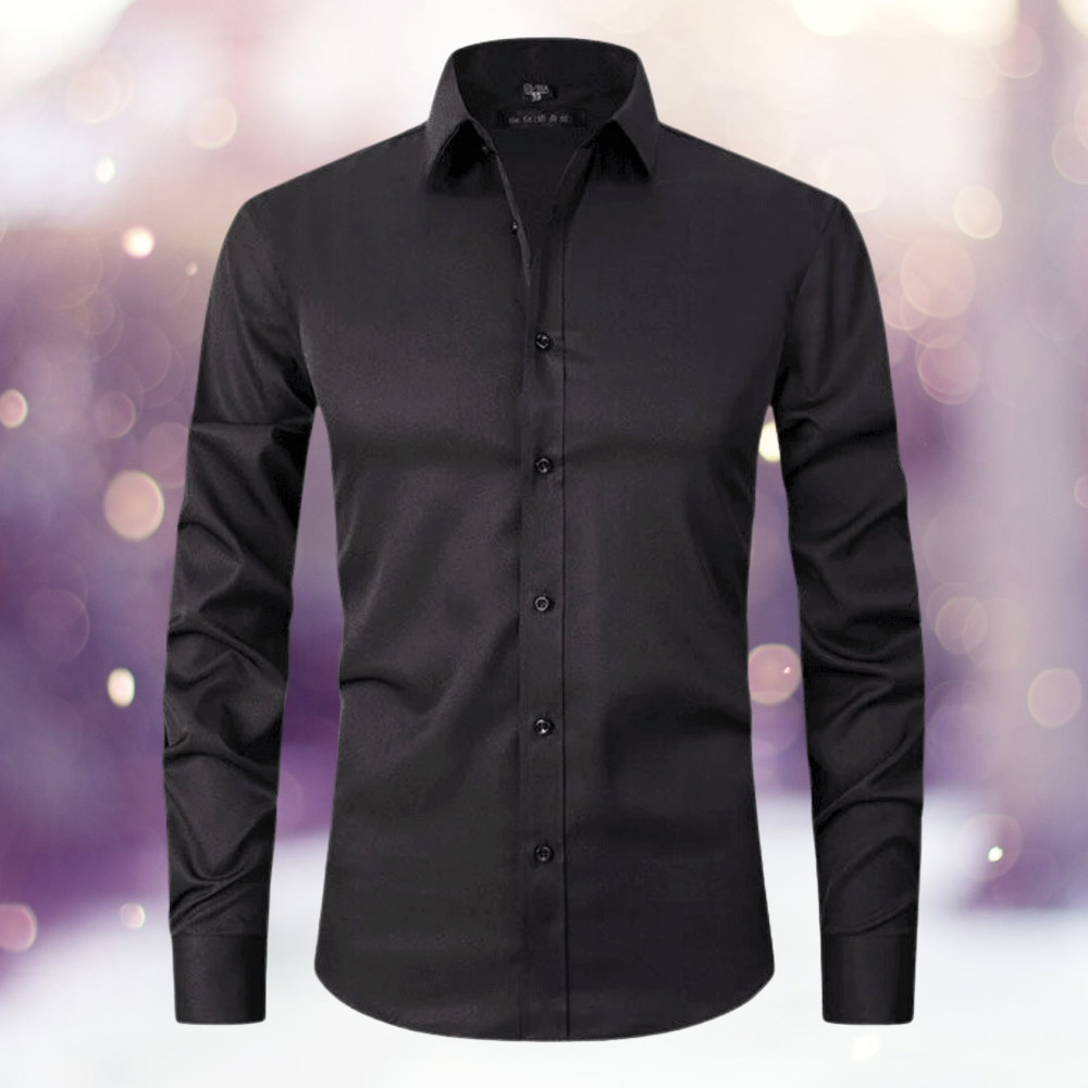 Conforto e praticidade: camisa masculina elástica sem rugas, essencial para o visual casual e diário.
