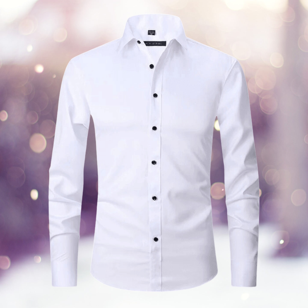 Camisa masculina casual elástica sem rugas, ideal para o dia a dia com máximo conforto e estilo.