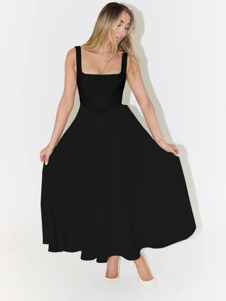 Vestido de moda feminina ombro a ombro, várias cores disponíveis.