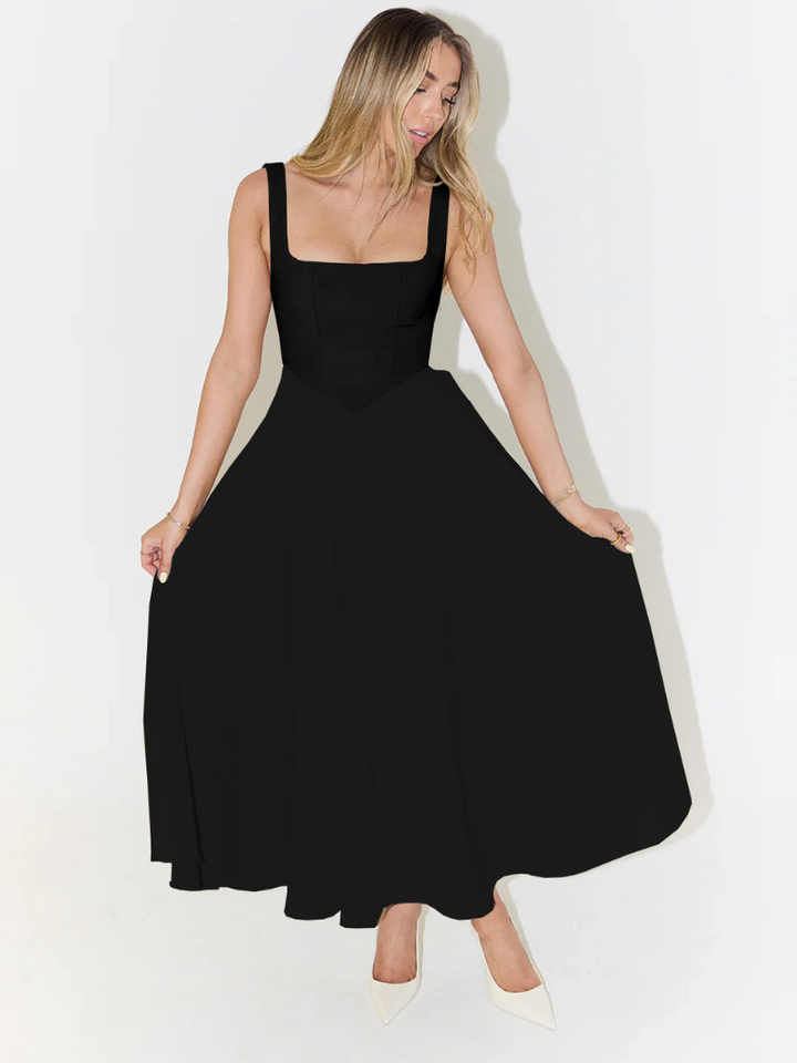 Vestido de moda feminina ombro a ombro, várias cores disponíveis.