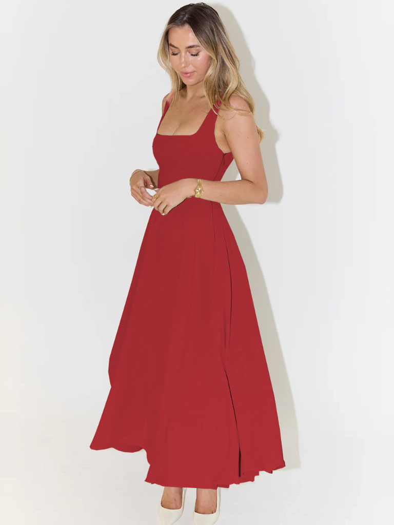 Vestido feminino para ocasiões especiais, ombro a ombro.