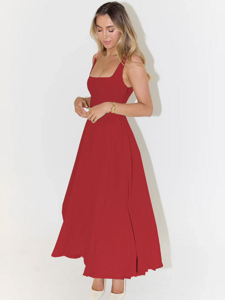Vestido feminino para ocasiões especiais, ombro a ombro.