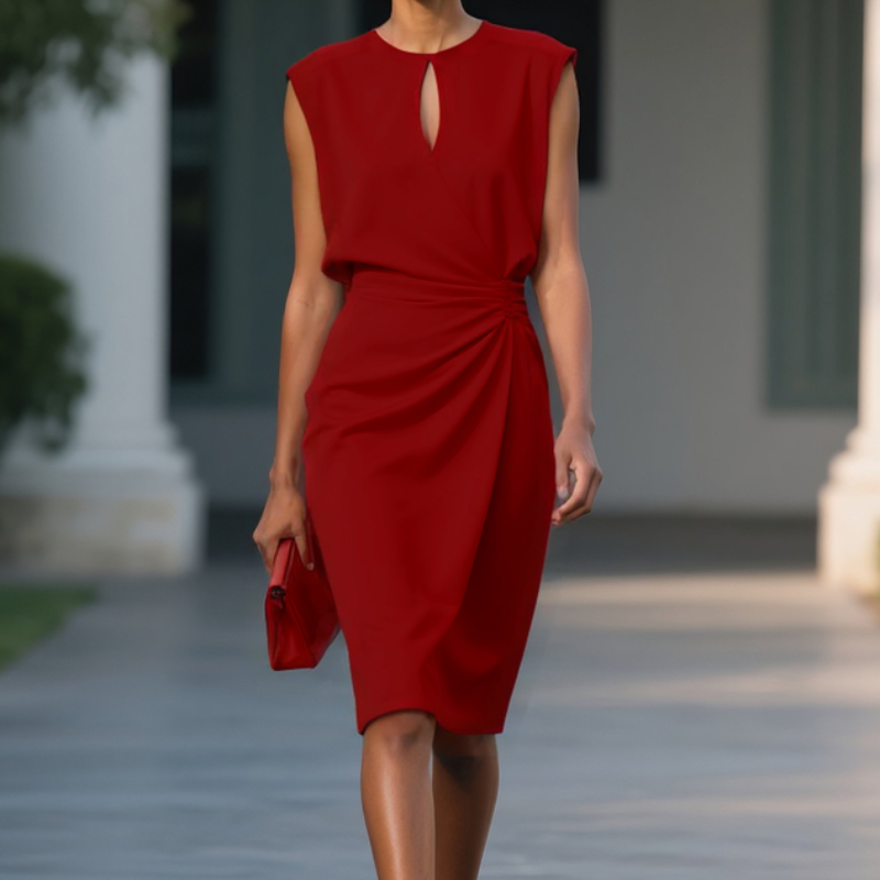 Vestido feminino chic para ocasiões especiais. Combina elegância e conforto para moda de festa.