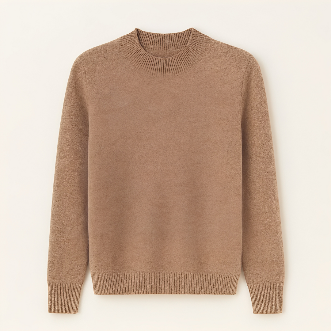 Roupa de inverno: Suéter feminino Kelsey aconchegante, tricotado, manga longa, gola redonda. Pullover versátil.