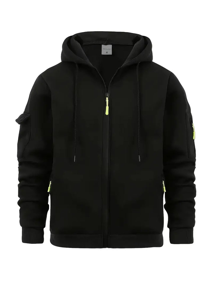 Agasalho masculino com capuz, moletom quente para inverno rigoroso e outono, cor caqui.