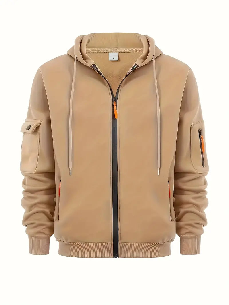 Moletom masculino com capuz para inverno e outono, agasalho versátil e confortável, estilo casual.