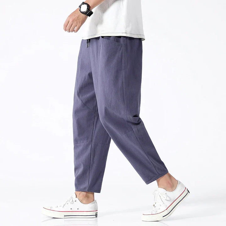 Calção masculino leve de verão estilo casual japonês. Perfeito para conforto diário e atividades na praia.