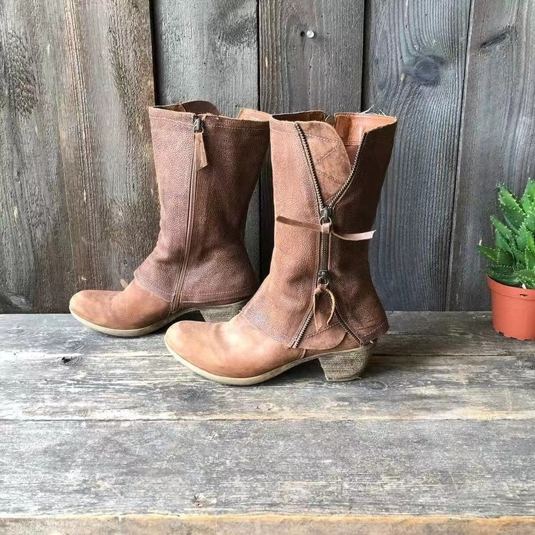Botas femininas marrons de outono, com design elegante e conforto, um calçado feminino versátil e durável.
