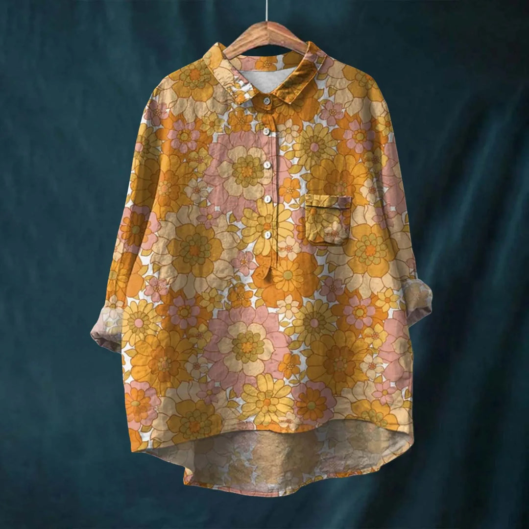 Blusa feminina floral boho chic, manga longa, estilo versátil para verão e conforto na moda. (PT)