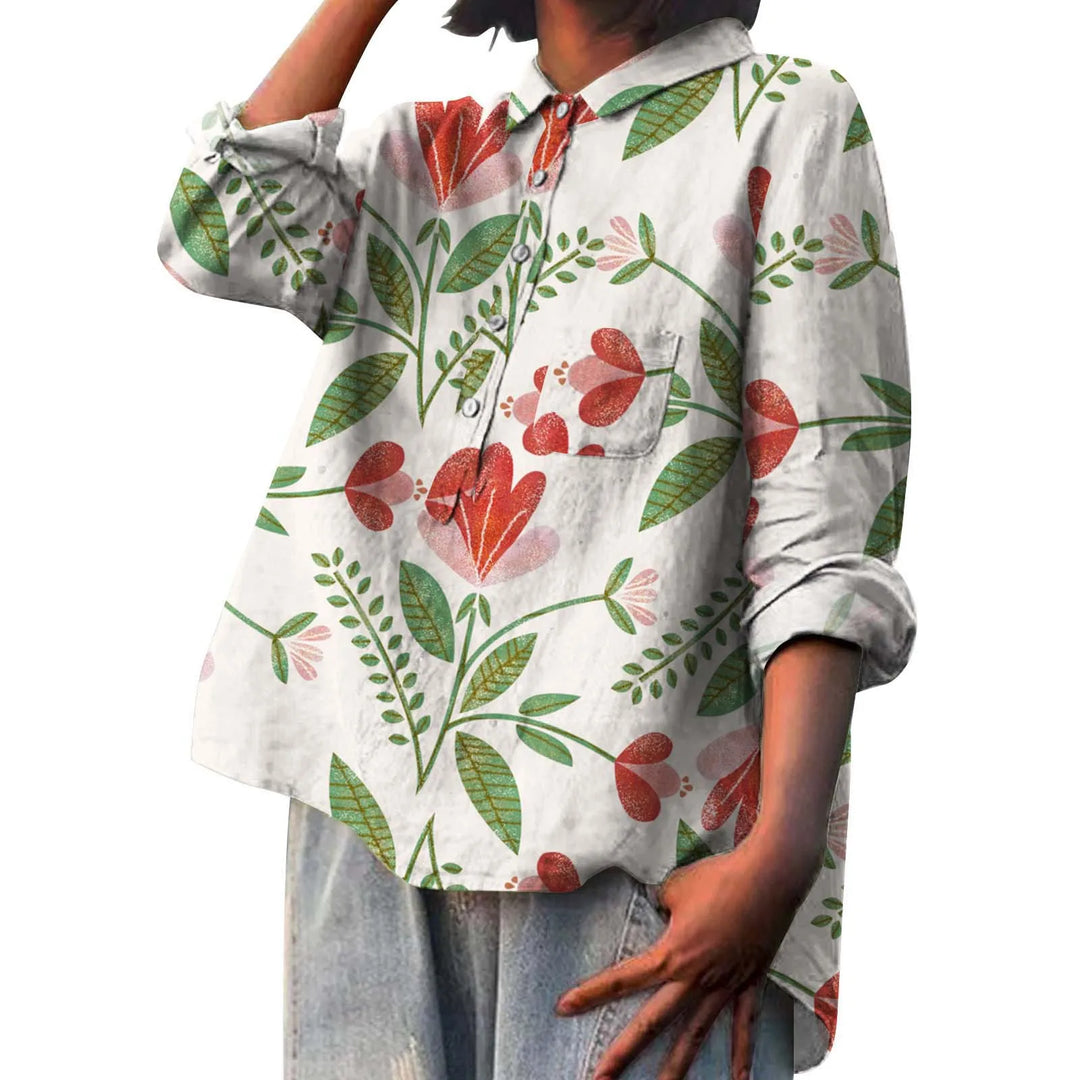 Blusa feminina floral estampada para moda verão e estilo casual chic. Confortável e elegante.
