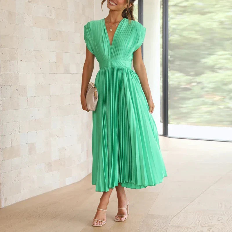 Vestido feminino midi versátil, estilo elegante e confortável, perfeito para moda verão.