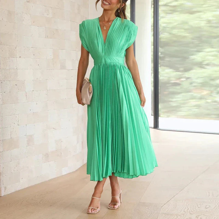 Vestido feminino midi versátil, estilo elegante e confortável, perfeito para moda verão.