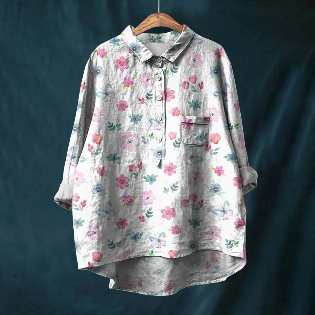 Camisa feminina oversized elegante, realçando sua moda com conforto e sofisticação.