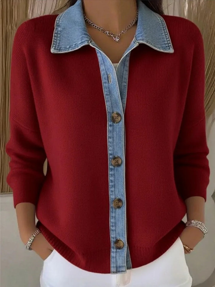 Camisola feminina Léonie de inverno, gola moderna. Peça confortável, casual chic e elegante para o dia a dia.