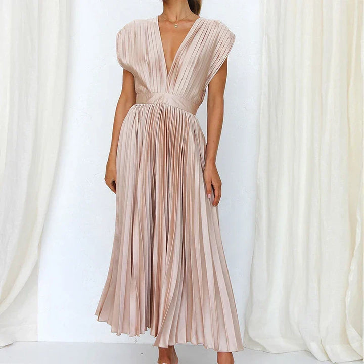 Vestido midi sem mangas, para mulher, com design elegante, ideal para festas de verão.