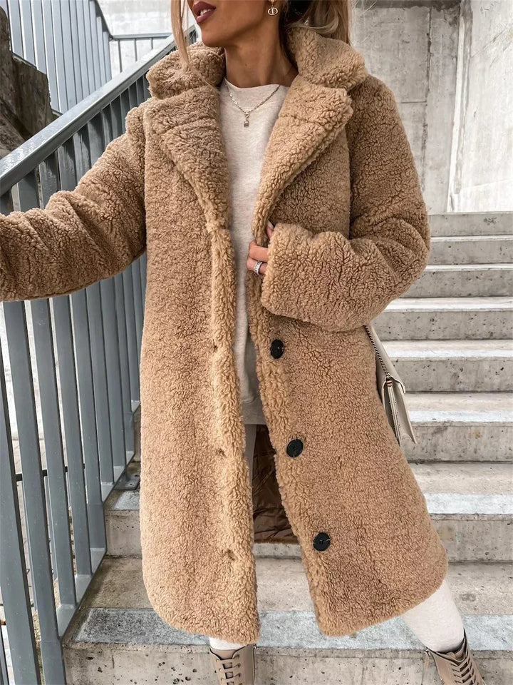 Casaco feminino elegante e quente para outono inverno, estilo chic e moderno.