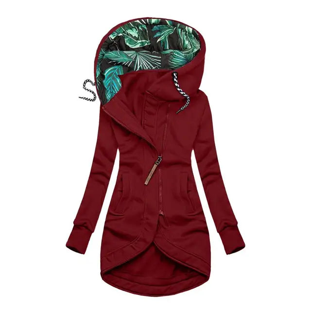 Casaco feminino casual para inverno, tendência da moda, outwear aconchegante e protetor contra o frio.