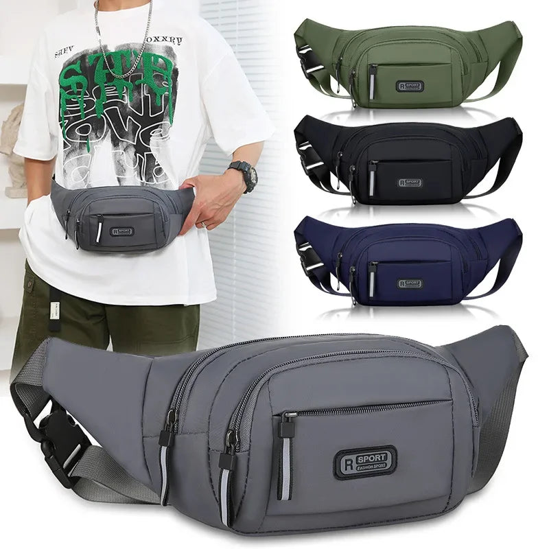Pochete esportiva masculina de canvas, antifurto e ultrafina, para manter pertences seguros.