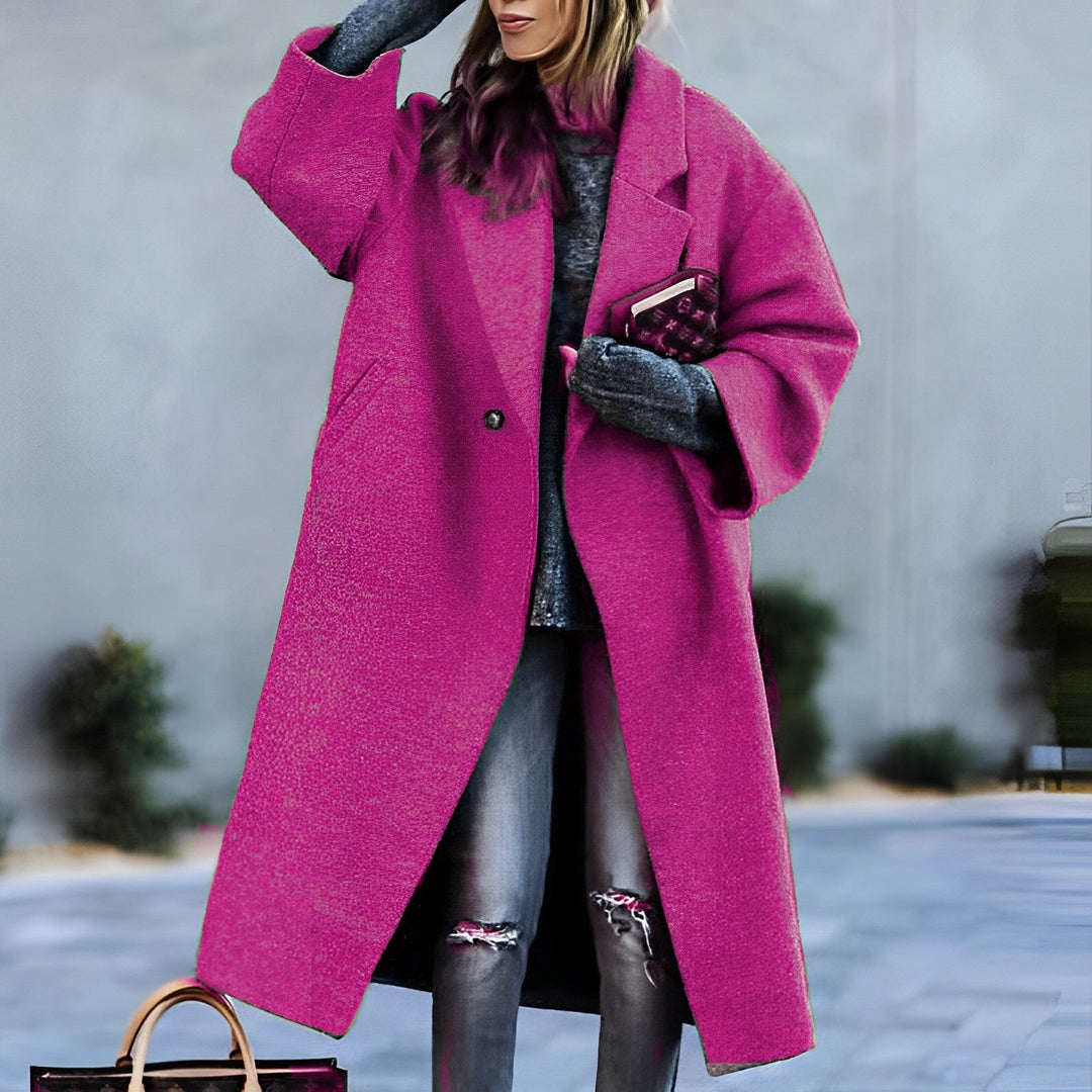 Casaco feminino vintage clássico elegante para inverno, com corte atemporal e estilo retrô chique.