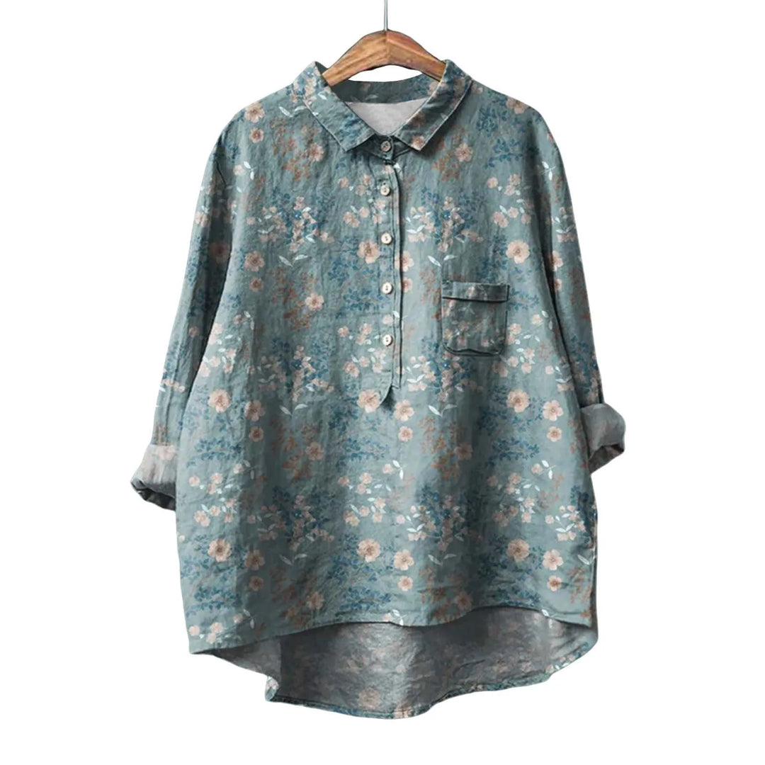 Blusa feminina versátil floral, estilo boho elegante com manga longa. Conforto para o dia a dia. (PT)