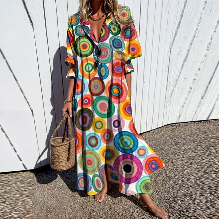 Vestido-camisa feminino floral elegante, midi, perfeito para o verão e diversas ocasiões.