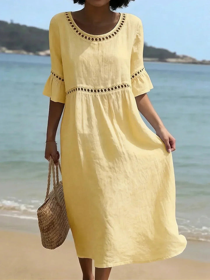 Vestido longo feminino versátil, unindo conforto e estilo para primavera e verão. Roupa elegante de moda.