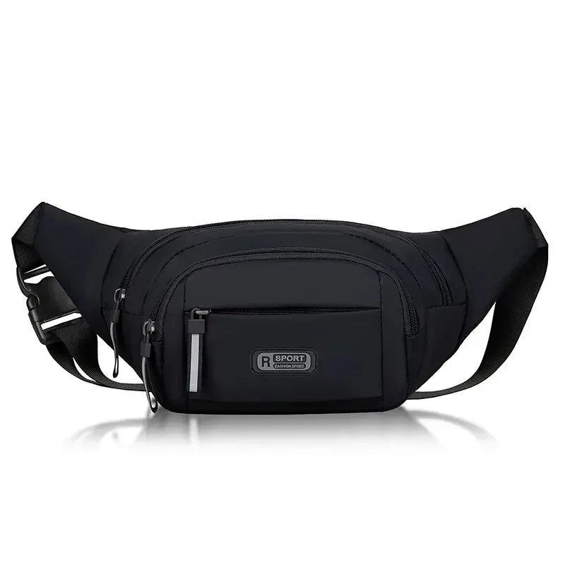 Bolsa de cintura masculina antifurto de canvas, ultrafina, ideal para segurança em viagens e esportes.