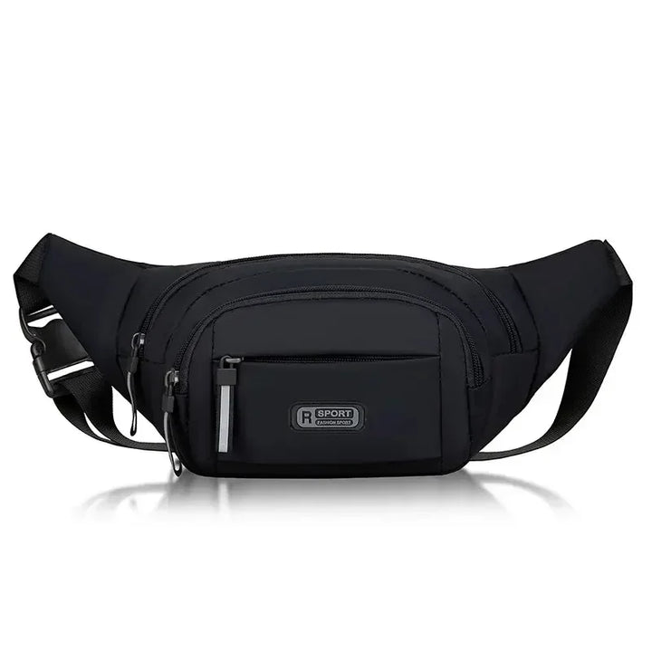 Bolsa de cintura masculina antifurto de canvas, ultrafina, ideal para segurança em viagens e esportes.
