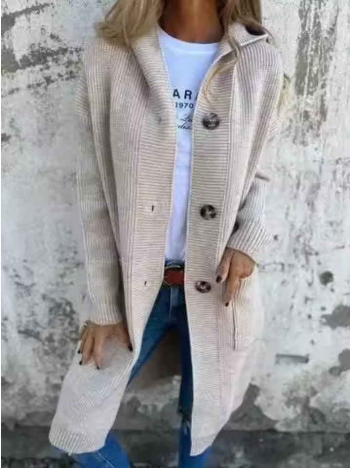 Cardigan feminino longo casual e confortável, ideal para todas as ocasiões e moda outono/inverno.
