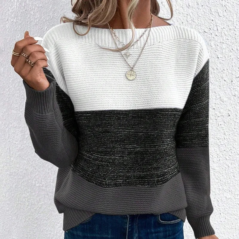 Suéter feminino elegante de corte moderno, essencial para looks de inverno. Combina estilo, moda e conforto.