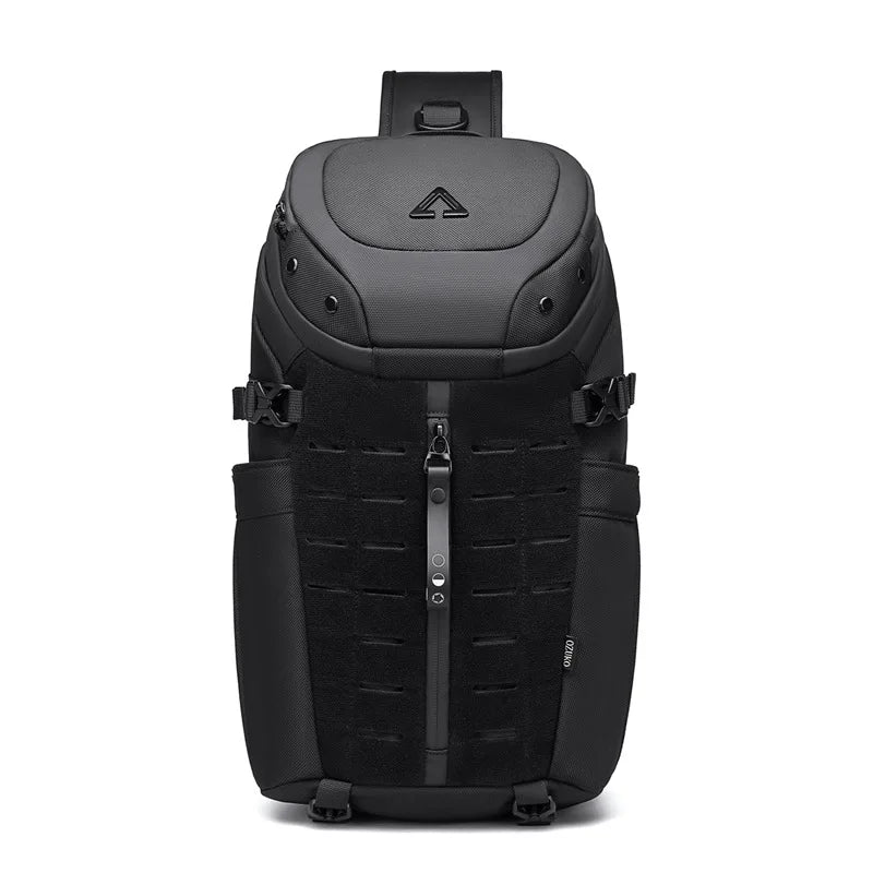 Mochila sling unissex preta, antifurto, impermeável, com porta USB. Perfeita para segurança e conforto no dia a dia.