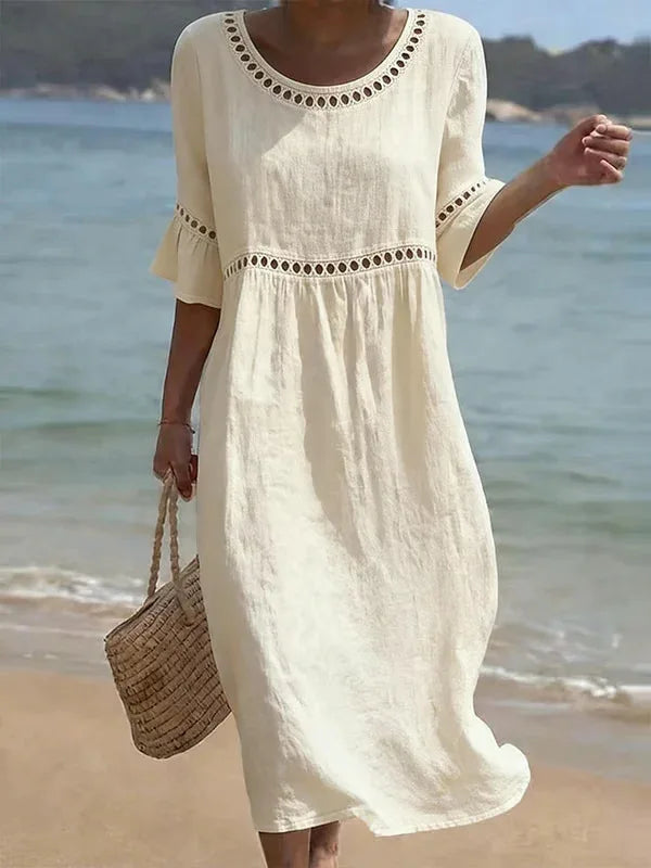 Vestido feminino de moda longo, elegante e moderno. Roupa perfeita para primavera, verão e looks versáteis.