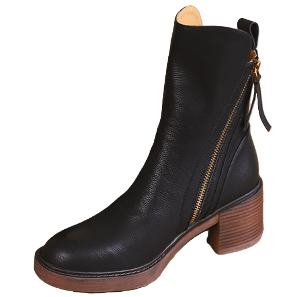Botas femininas Rosie elegantes e confortáveis com fecho. Calçado versátil para moda outono/inverno, perfeito para o uso diário.