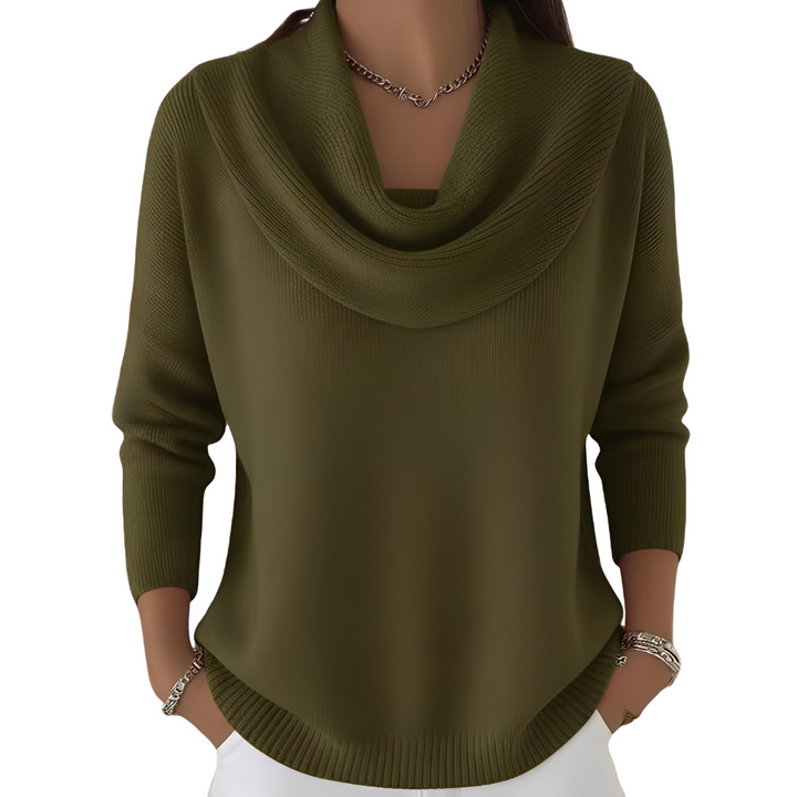 Pulôver feminino Marva com caimento solto, suéter elegante e confortável para moda casual de outono e inverno.