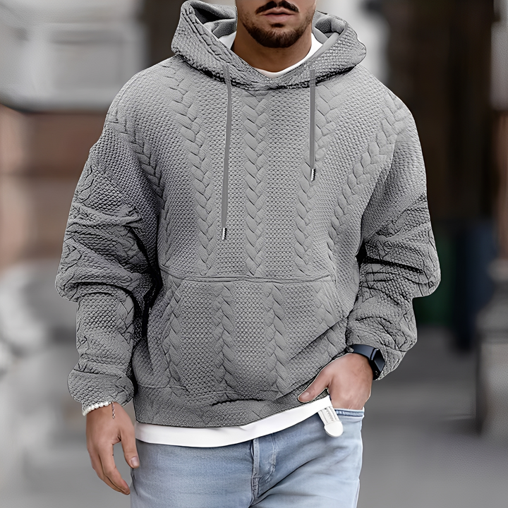 Casaco com capuz masculino elegante e confortável. Perfeito para outono/inverno, moda urbana e casual.