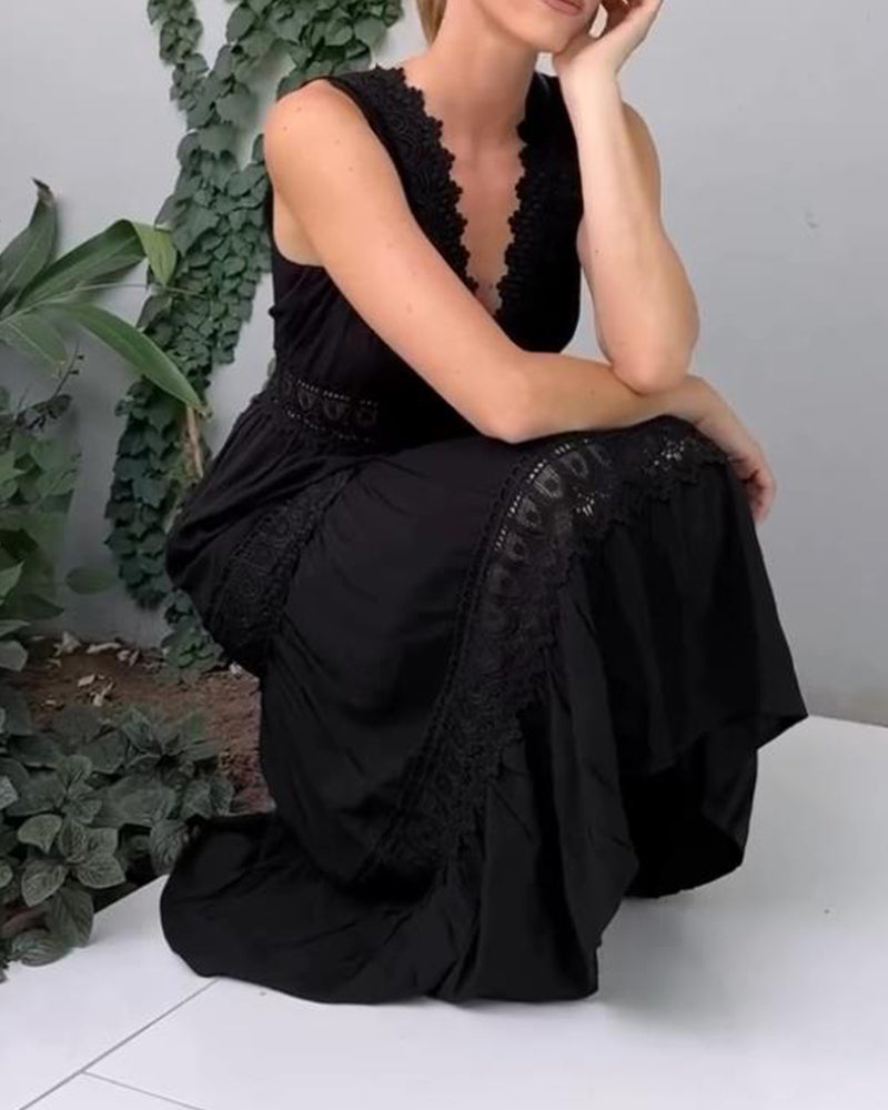 Vestido feminino de verão, decote V. Peça elegante e casual para moda com conforto e versatilidade.