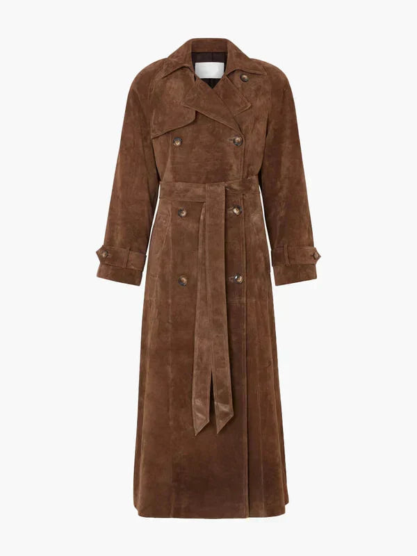 Casaco trench coat feminino castanho para outono inverno. Peça chave para um estilo elegante, confortável e moderno.