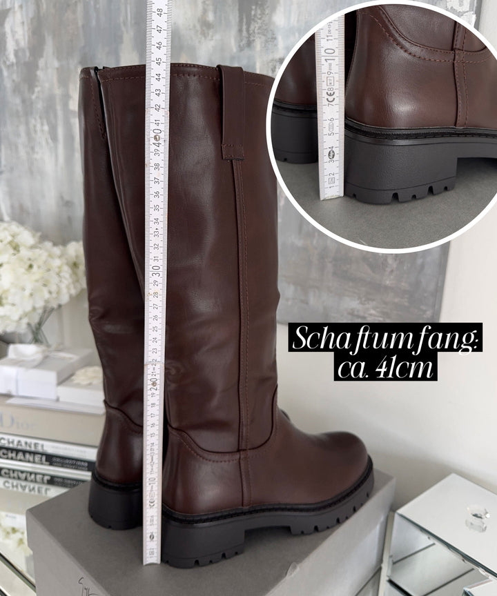 Botas femininas marrom inverno, confortáveis, com salto e forro térmico.