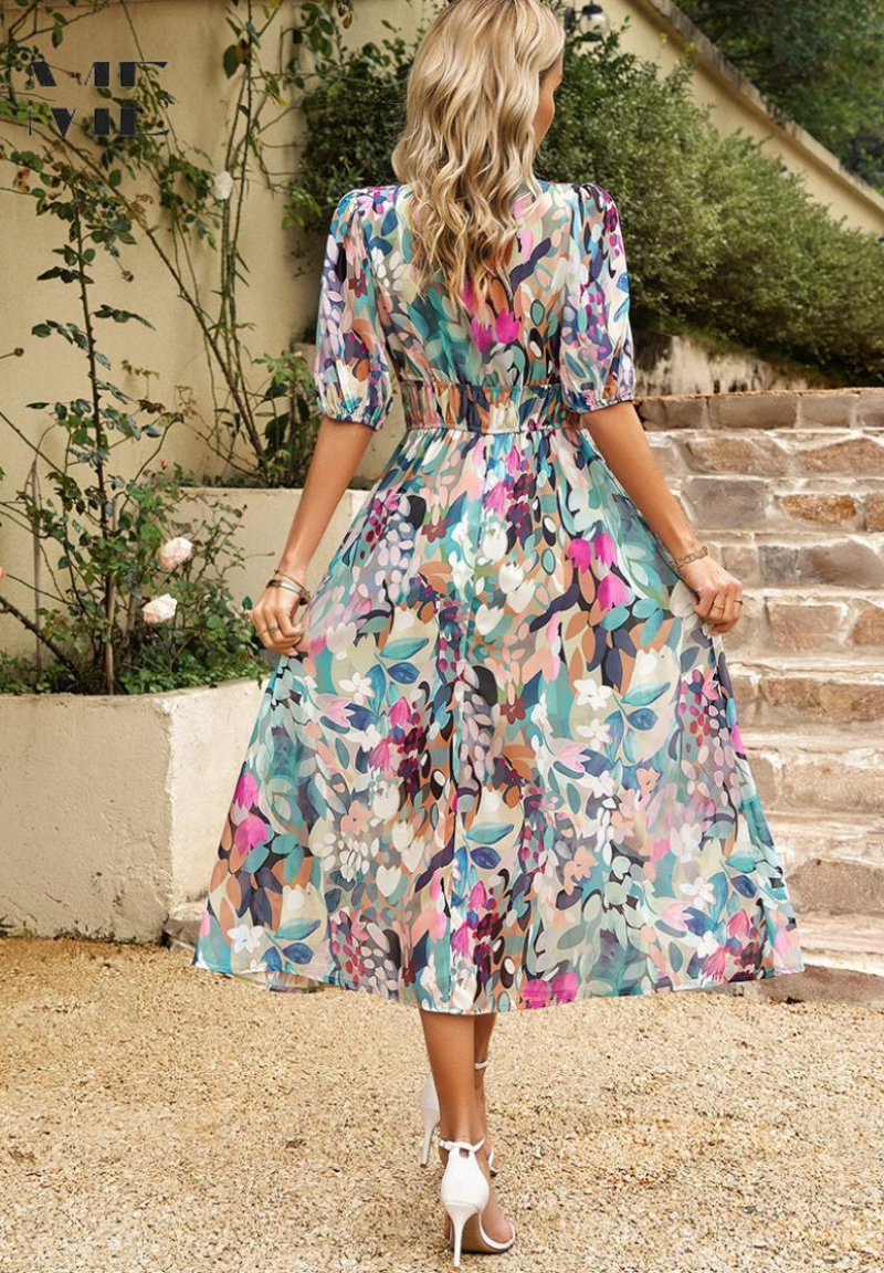 Vestido modelador azul vibrante para moda feminina, confortável e sofisticado.