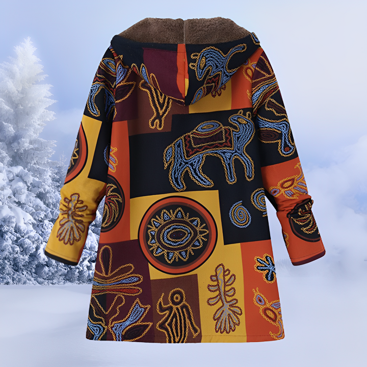 Agasalho feminino versátil de inverno, casaco quente e estampado para moda casual ou elegante.
