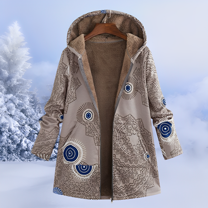 Roupa feminina de inverno: jaqueta estilosa com capuz, perfeita para o frio.