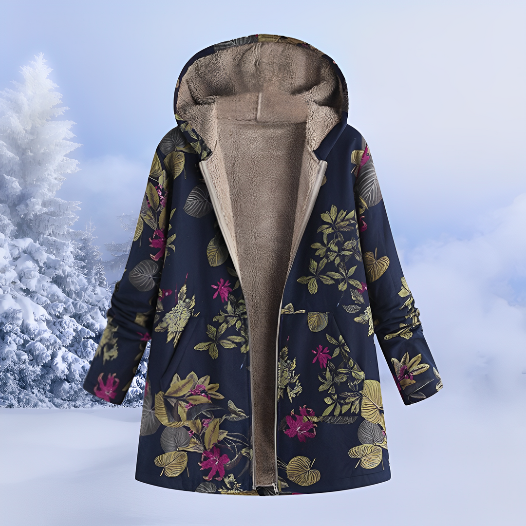 Moda inverno feminina: jaqueta com capuz, quentinha e prática para o frio.