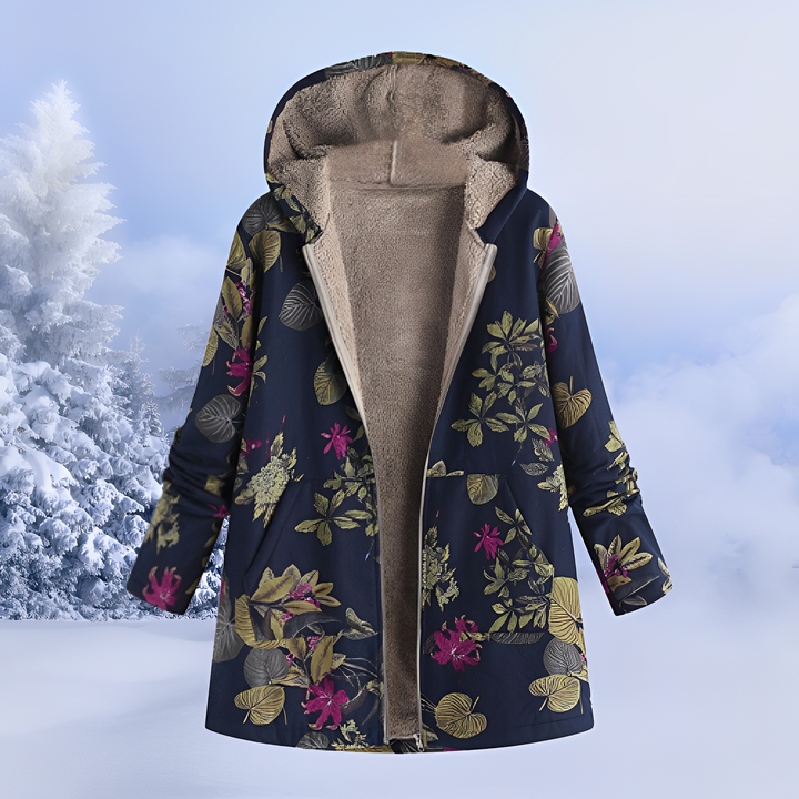 Moda inverno feminina: jaqueta com capuz, quentinha e prática para o frio.