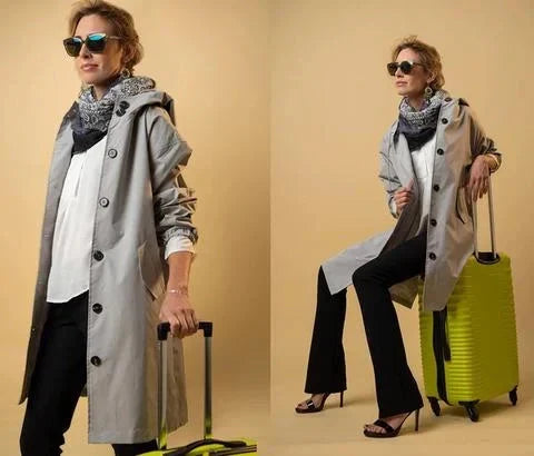 Jaqueta feminina oversized com capuz, moda e funcionalidade. Sobretudo elegante para o inverno e outono.