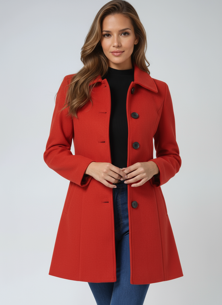 Casaco feminino outono inverno, peça elegante e tendência, com design de um botão.