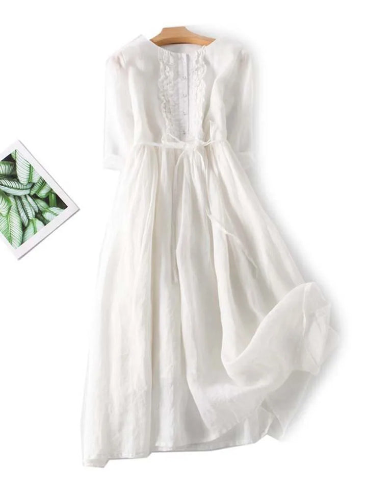 Vestido feminino Arya vintage com babados, estilo verão, elegante e casual para qualquer ocasião.