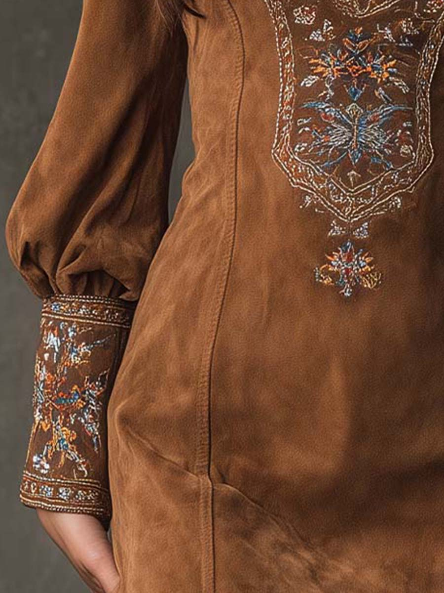 Vestido de verão feminino com decote V e efeito camurça. Perfeito para ocasiões especiais e estilo chique.